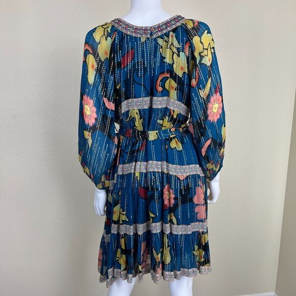 Verb Women's Size S Eulalia Shimmer Tiered Tunic Dress Embroidered Boho Festival - Picture 8 of 17